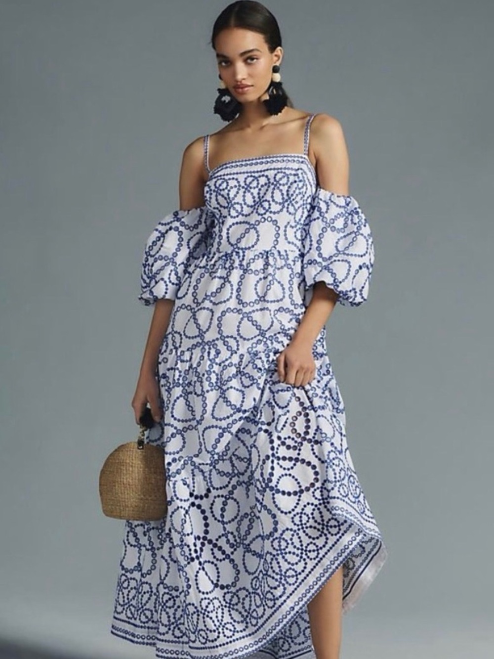 Anthropologie Puff Sleeve Eyelet Dress
